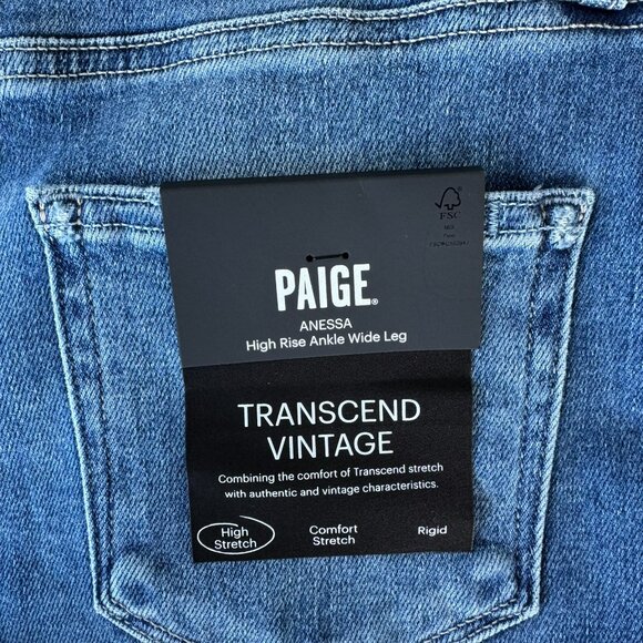 Paige Anessa Wide-Leg Ankle Jeans Westminster Medium Blue 26 - Picture 8 of 11